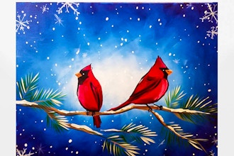 Paint Nite: Cardinal Snowflakes